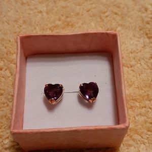 14K Gold Amethyst Post Earrings